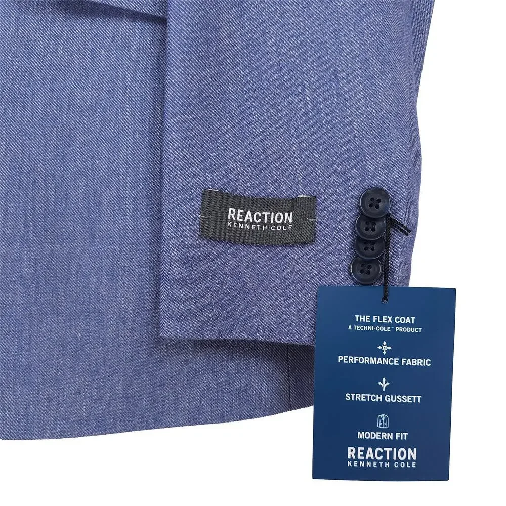 Kenneth Cole Reaction Mens Modern Fit Sport Coat 38R Light Blue Stretch Linen
